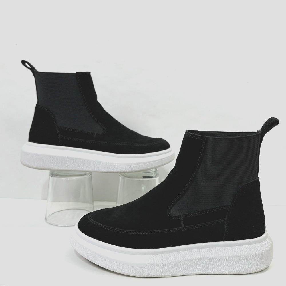 Nurture Rebalance Ankle Boot Platform Sole Shoe Women US 8.5 Black Suede Leather